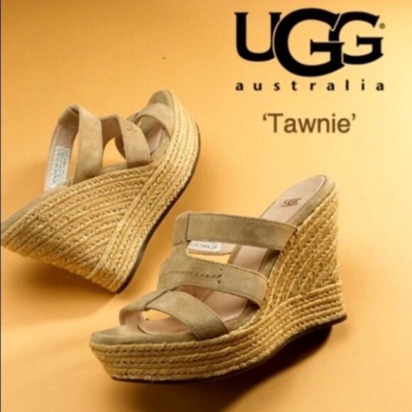 Brand New Women's UGG Tawnie Wedge Suede Espadrilles Sandals - Picture 1 of 16